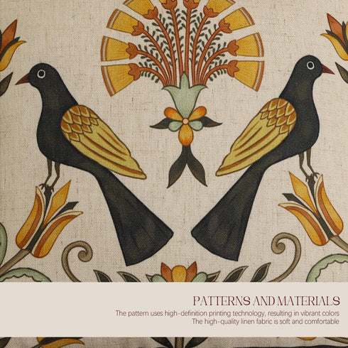 12 28 bilin gaier Brown Throw Pillow Covers in,Floral Farmhouse Birds Flower Pattern Linen Accent Pillows Cover