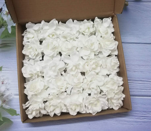 D-Seven Artificial Flowers, 25pcs Gardenia Flowers with Stem for Wedding Decorations