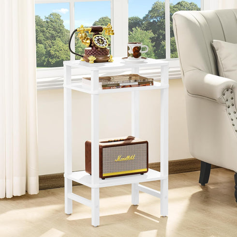 3-Tier YUFAM Side Table End Table Tall Night Stand for Living Room Bedroom Bathroom Office Furniture White