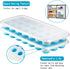 Ice Cube Trays with Easy Release - Odor Free, Spill Resistant Lid, 2 Pack, Stackable 42 Cubes, Silicone (Blue)