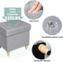 15"x12.6"x15.4 CAROLMADE Folding Storage Ottoman Cube Linen Footstool with Wood Legs Ottoman Footrest for Living Room