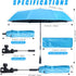 UYEDUJZ UPF50+ 40inch Beach Chair Umbrella with Clamp, Portable Clip on Umbrella for Outdoor Chairs, Adjustable Sun