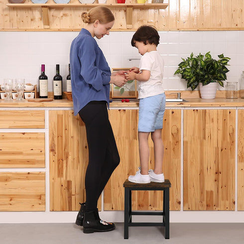 500 lbs YINMIT Step Stools for Adults and Kids, Wooden Small Step Stool with Non-Slip Feet, Rectangular Stepping Stool