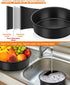 TeamFar Cake Pan Set, 4'' / 6''/ 8'' Round Baking Tier Pans, Non-Stick Coating Stainless Steel Core, Set of 3, Black