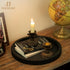 12" Hanobe Decorative Tray for Coffee Table: Black Round Centerpiece Tray for Home Decor - Wood Modern Farmhouse Decor