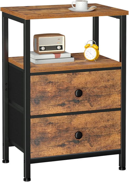LOAKEKEL Night Stand, Nightstand with 2 Fabric Drawers for Bedroom, Small End
