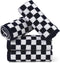 Jacquotha Wash Cloths Checkered 4 Pack (Black and White) - Cotton Washcloths