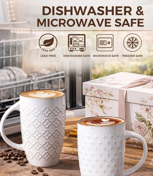 Set 6, 20oz Set AmorArc Large Coffee Mugs of Ceramic Tall Coffee Mugs with Textured Patterns for Coffee/Tea/Beer/Hot