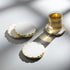 Set 6 Set, 4 inch of Real Marble Coasters with Golden Borders, decoratice White & Gold Coasters for Desk, Coffee Table