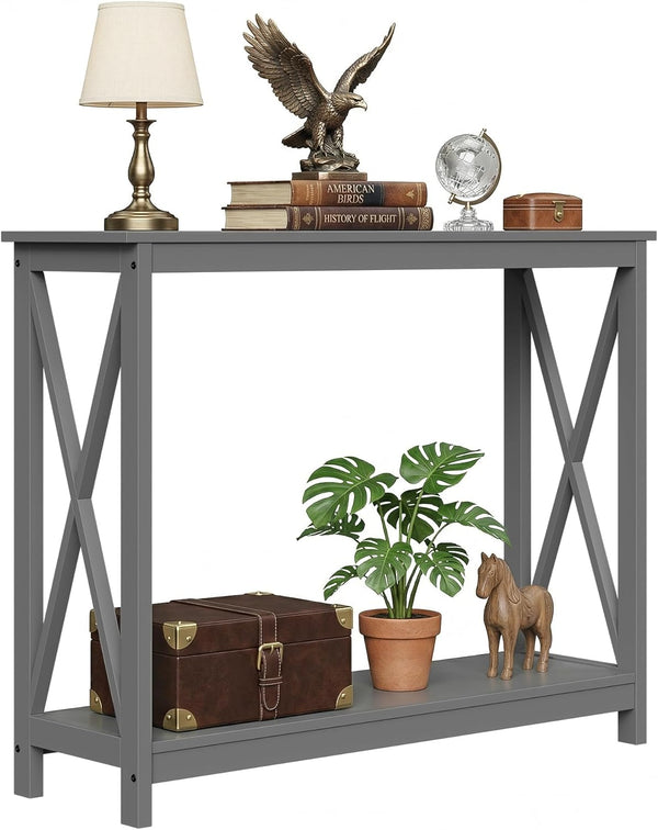 ZENY Console Table, Entryway Table, Narrow Sofa Table with 2-Tier Shelves, Entrance