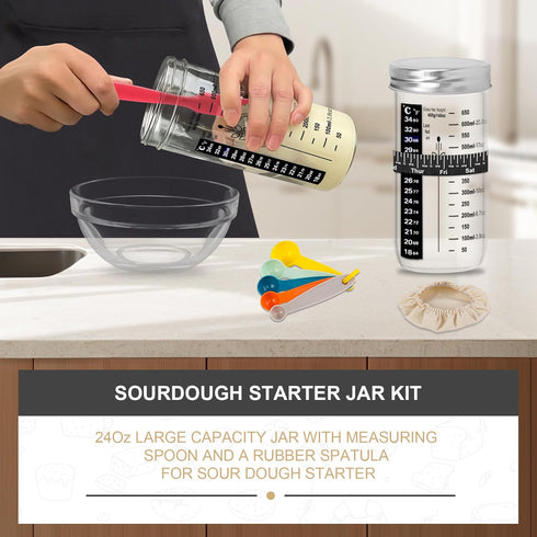 2 24oz Sourdough Starter Kit with Oval Banneton Proofing Baskets, Sourdough Jar, Silicone Pastry Mat, Bread Sling