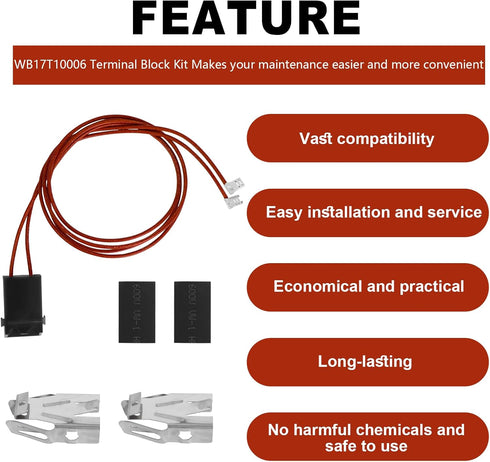 WB17T10006 Terminal Block Kit Compatible with GE Electric Stove, Range Surface Burner Plug Connector Replacement Kit (2