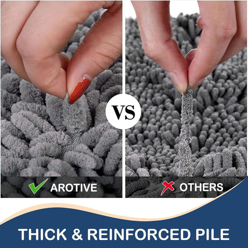Arotive Luxury Chenille Toilet Rugs U-Shaped, Extra Soft Thick Absorbent Non-Slip Bathroom Mats, Grey