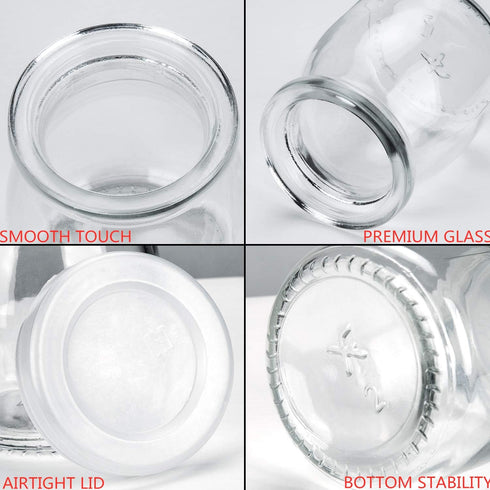 Encheng 7 oz 40 Pack Glass Yogurt Container With Lids, Clear Glass Jars With Lids(PE),Replacement Glass Pudding Yogurt