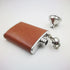 3oz Brown Red Leather Wrapped Hip Flask with Funnel, 18/8 Stainless Steel (YM102)