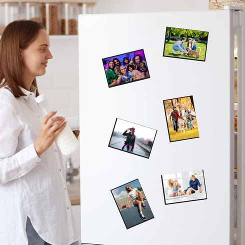 Picture Frame 12 Pack - Magnetic 4x6 inch Black Border Reusable Refrigerator Magnets for Display