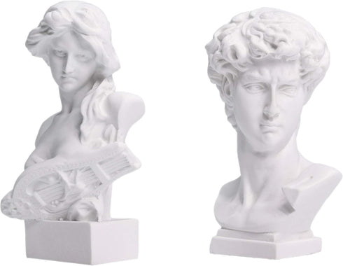 Waldosia Great Composers Bust Statuette Set with Artemis and Michelangelo's David Figurines
