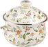 Jucoan 2.8 Quart Vintage Enamel Stockpot with Lid, Green Floral Induction Cooking Pot Simmer Pot Soup Pasta Sauce Stew Pot with Handles for stovetop, Oven Safe, Gift for Housewarming Wedding Birthday by Jucoan