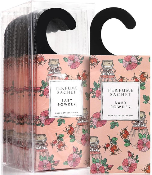 ROSE COTTAGE Large 12 Packs Baby Powder Hanging Closet Air Freshener Scented