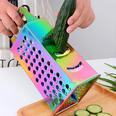 Large Stainless Steel Grater Slicer with Handle, Multifunctional Cutter for Ginger, Garlic, Cheese, Ergonomic Design