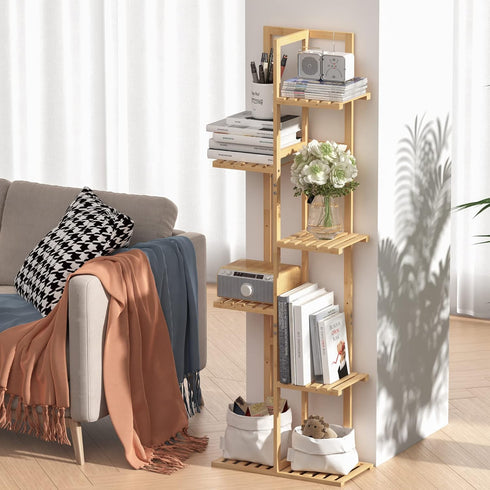6 Laiensia Bamboo Plant Stand Rack Tier,Multiple Stand Holder Shelf Rack, Indoor&Outdoor Planter Display Shelves