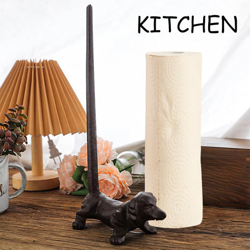 12'' Counter Dog Paper Towel Holder Cast Iron Paper Towel Holder Funny Toilet Paper Holder for The Floor or in The