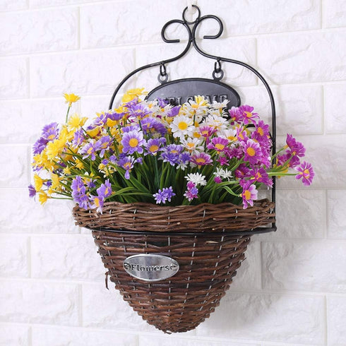 Artificial Daisies Flowers, 4 Bundles UV Resistant Faux Plants for Indoor Outdoor Decor