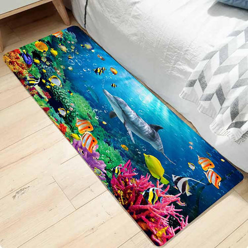 Bath Rugs Sponge Foam Absorbent, Soft for Bathroom and Kitchen (47x18 inches), Non Slip Bright 3D Print