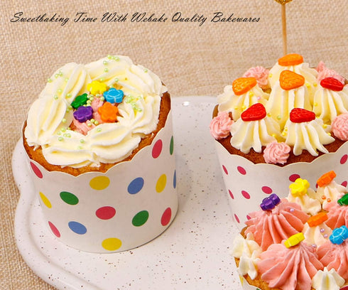 Webake Large Paper Baking Cup, 6oz Disposable Cupcake Muffin Cases, Set of 25, Colorful Dot