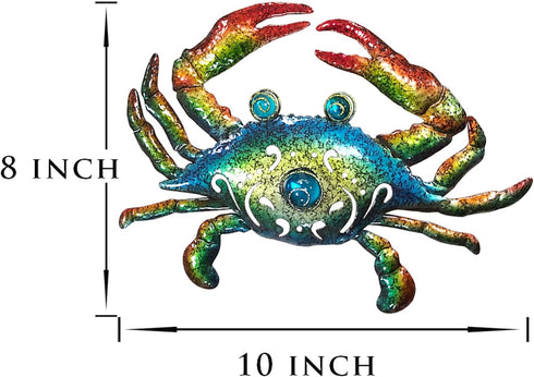 Set 3, 10 inch BVLFOOK Crab Wall Art, Coastal Ocean Valentine Decor - Beach Themed Decoration for Bathroom Bedroom