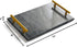 Black Real Marble Tray with Golden Handle, Decorative Natural Stone Tray for Bathroom, Kitchen, Vanity, Nightstand