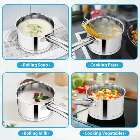 TeamFar 1qt Stainless Steel Saucepan with Straight Side