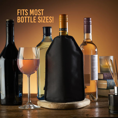 Wine Cooler Sleeve, High Quality Solid Gel Wine Sleeve, Reusable Wine Bottle Cooler, Black by The Wine Chiller