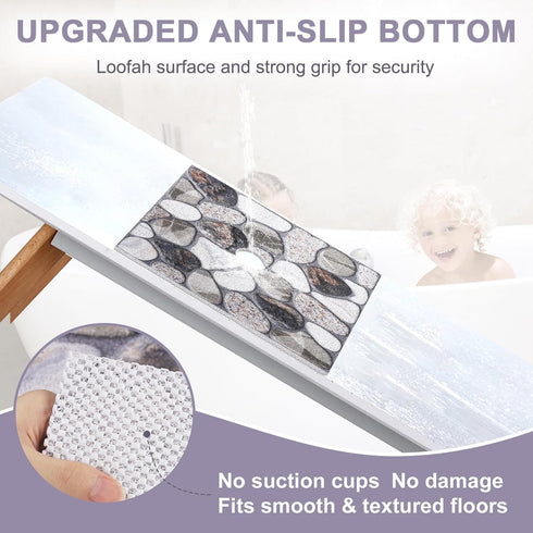KAZOLEN 36x36 Inch Square Shower Mat Non Slip: Extra Large Shower Mats with Drain Hole in Middle -Anti Slip Shower Mats