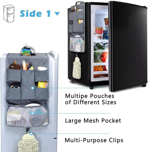 Mini Fridge Organizer 54" x 11.8" - Over The Fridge Storage Organizer with 16 Pockets - Mini Fridge Organization and Storage Holds Pantry Goods, Utensils & More – Office or Dorm Essentials