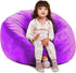Bean Bag Chair Cover - Stuffed Animal Storage, Plush Toys Organizer, X-Large Round Purple with Handle and Zipper