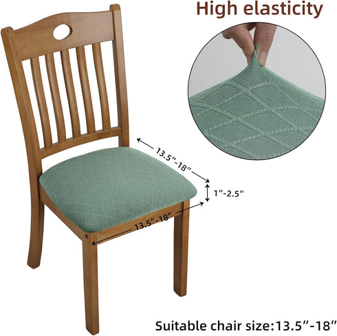 Stretch Jacquard Chair Seat Covers Set of 4, Removable Washable Anti-Dust Dining Chair Covers in Dark Green