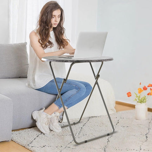 Fleecy day 17.5 17.5 26 Round Folding TV Tray/TV Trays Dinner Snack Trays Table,Portable Foldable Table Small Sofa