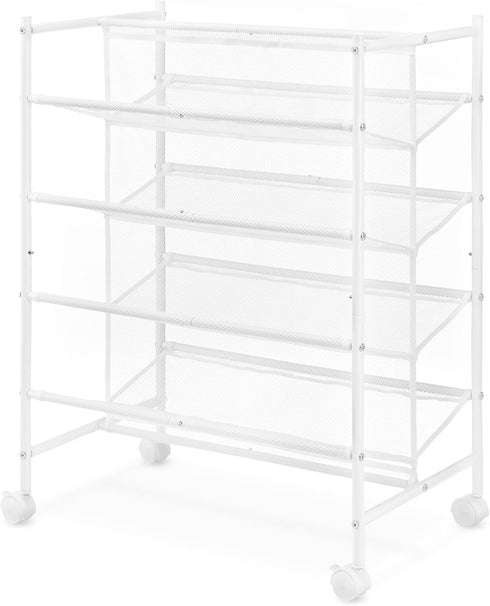 4-Tier 24 Sided4-Tier Whitmor Rolling Shoe Cart - Mesh & Metal - Holds up to pairs of Shoes - Double