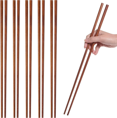 6-Pairs 16.5-Inch Wooden Cooking Chopsticks Set, Long Reusable for Wok Cooking and Asian Deep-Frying