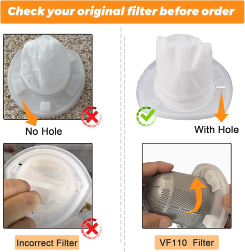 6 Pack VF110 Vacuum Filter for Black and Decker Hand Vacuum by Blutoget, Replaces CHV1410L, CHV9610, CHV1210