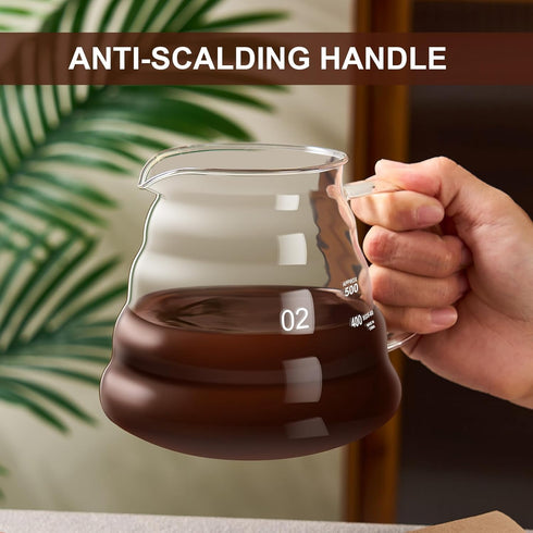 Pour Over Coffee Maker Set, 20 OZ Borosilicate Glass Carafe with 50 pcs V60 Paper Filter for Home