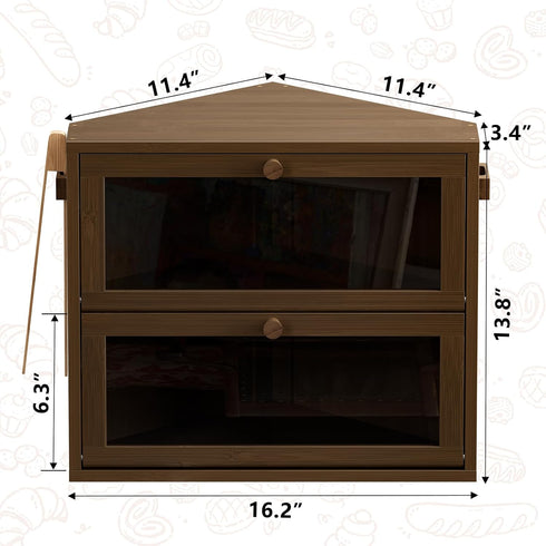 Countertop, Counter, WOWLIVE Corner Bread Box for Kitchen Large Double Layer Bread Storage Container for Homemade