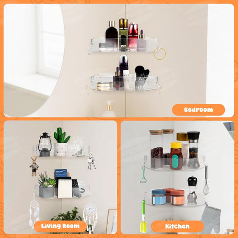 2 Pack Bath Toy Storage Corner Adhesive Shower Caddy for Baby Bath Toys Bathtub Toy Storage Holder Organizer Large
