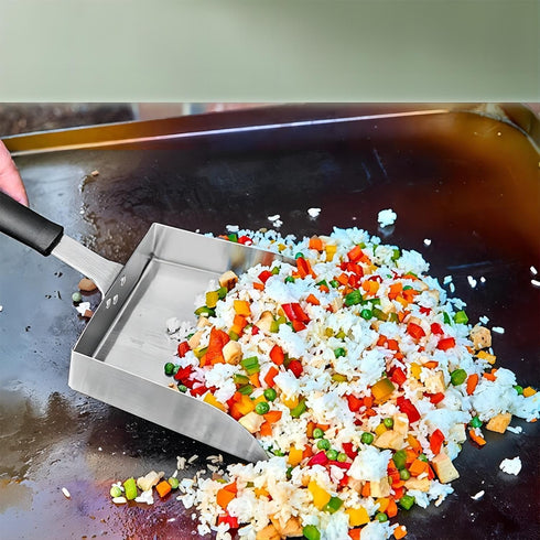 Large Griddle Scoop (2pcs) for Hibachi Cooking, Stainless Steel Food Shovel for Grilling Accessories