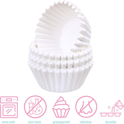 LotFancy 500pcs Mini Cupcake Liners, White Muffin Liners, No Smell, Greaseproof Paper Baking Cups
