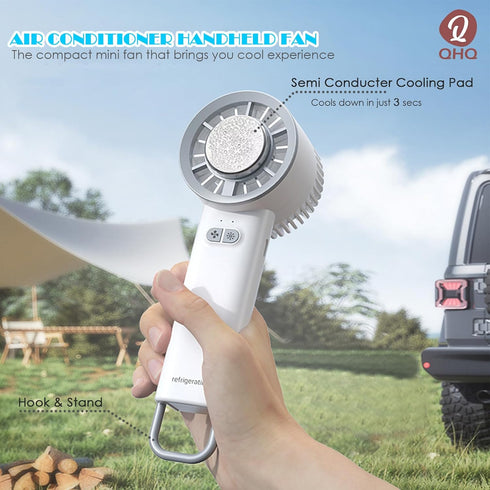 Ice Cooling Handheld Fan, 3s Instant Cool Down Refrigerating Ice Rubbing Pad, Portable Mini Air Conditioner Fan