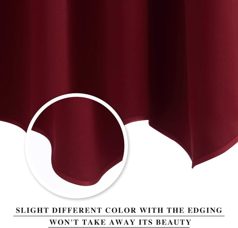 NICETOWN Burgundy Red Blackout Valances, Thermal Insulated W52 x L18 Scalloped Rod Pocket Curtains for Small Windows