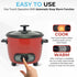 6-Cup Courant Rice Cooker (Cooked), Removable Non-Stick Bowl, One Touch Rice Cooker, Red