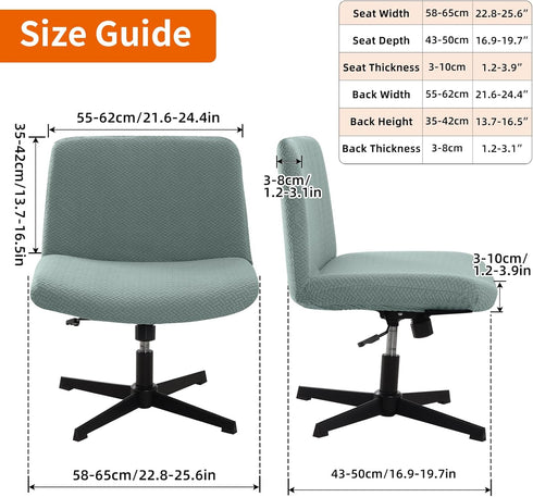 Armless/Office/Desk/Mid Fuloon Criss Cross Chair Cover, Waterproof, Stretchable, Solid Jacquard, Suited for Back Wide